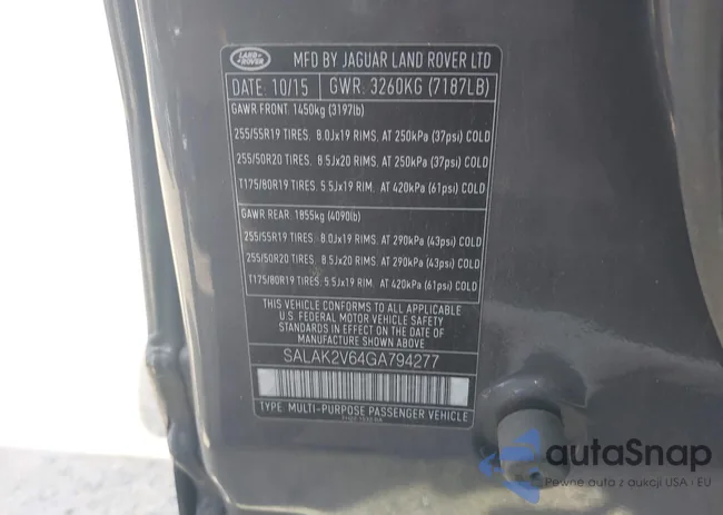 SALAK2V64GA794277: 42823201