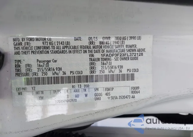 1FADP3F23FL372128: 42823216