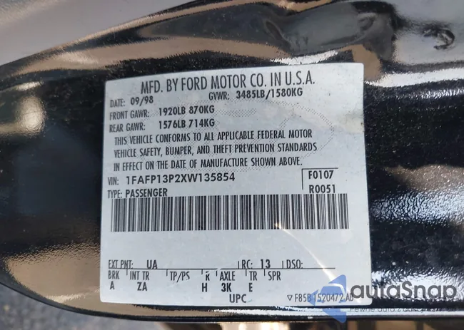 1FAFP13P2XW135854: 42823281