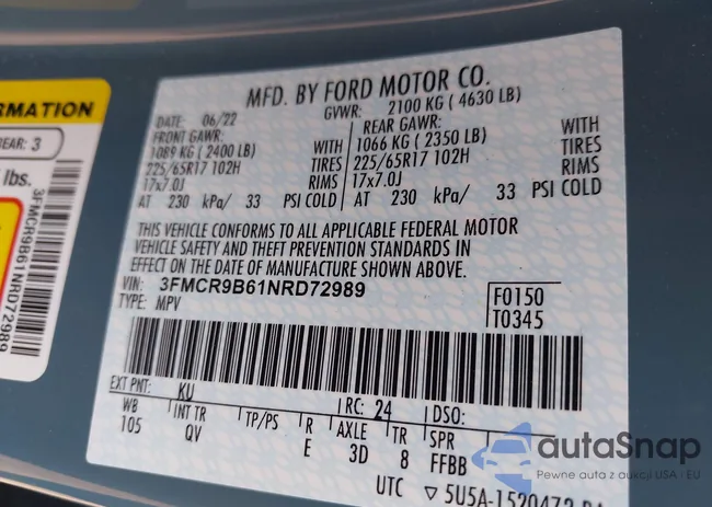 3FMCR9B61NRD72989: 42822620