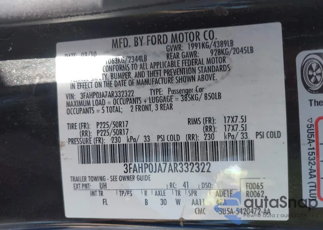 3FAHP0JA7AR332322: 42822658