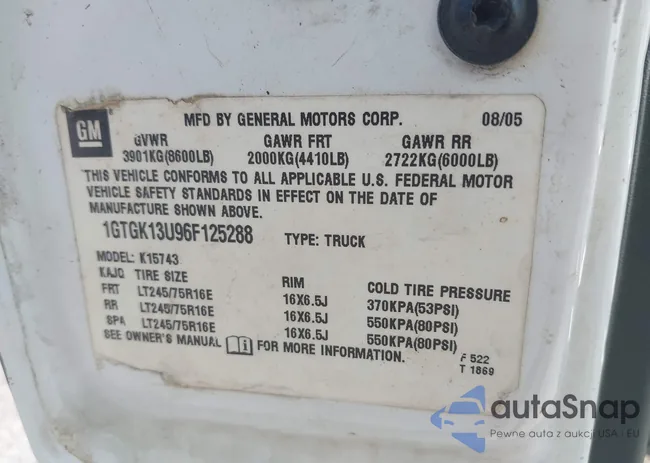 1GTGK13U96F125288: 42822737