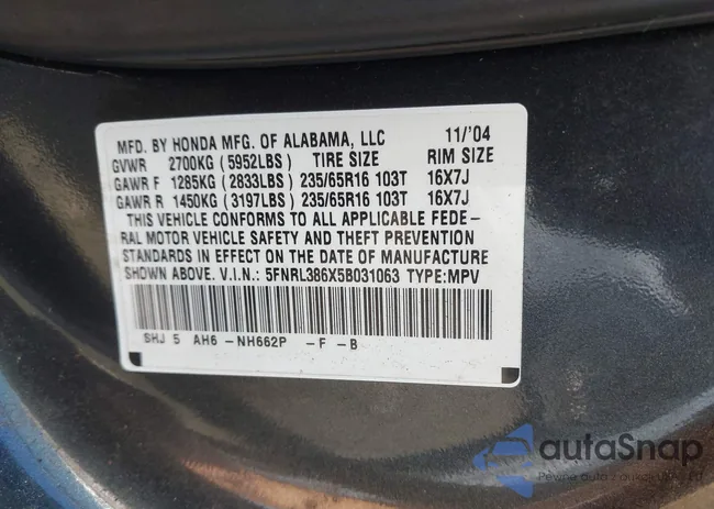 5FNRL386X5B031063: 42822831