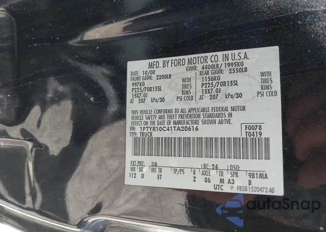 1FTYR10C41TA20616: 42822863