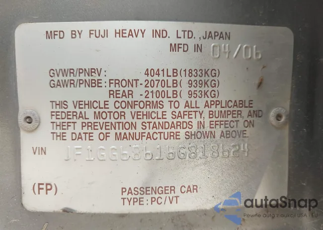 JF1GG68616G818624: 42824093