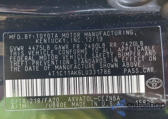 4T1C11AK6LU331786: 42824133