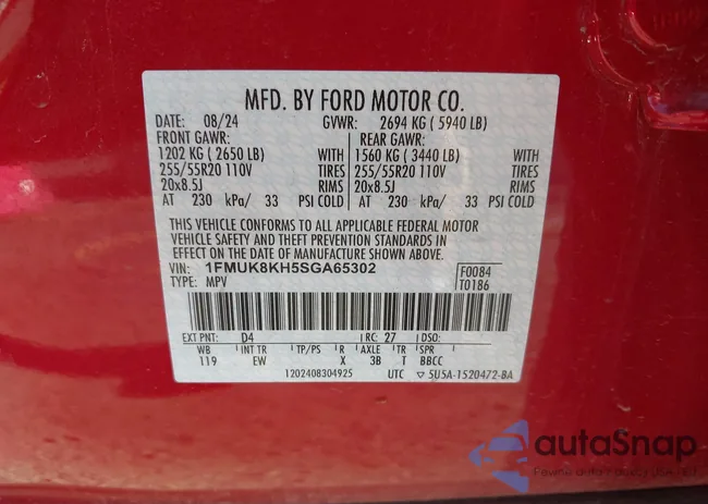 1FMUK8KH5SGA65302: 42824152