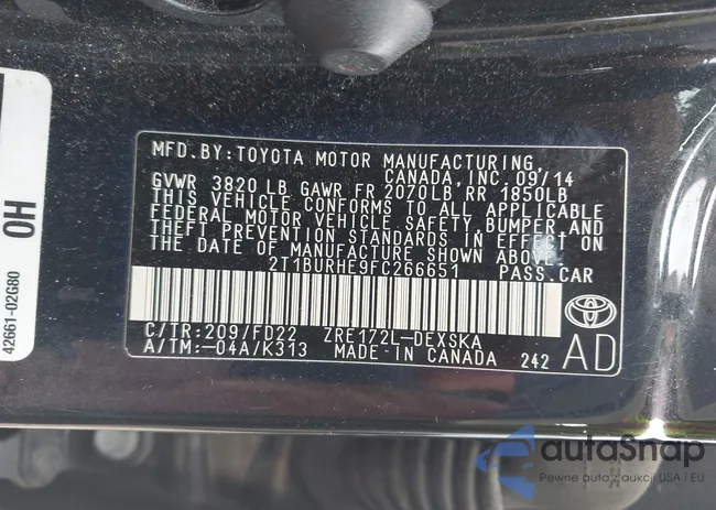 2T1BURHE9FC266651: 42824175