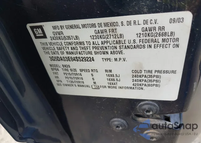 3G5DA03E84S529224: 42823540