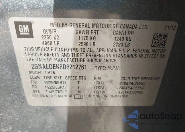 2GNALDEK8D6212761: 42823600