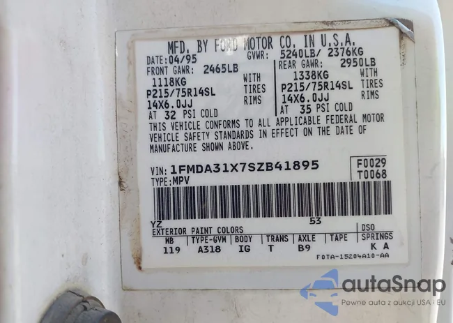 1FMDA31X7SZB41895: 42824890