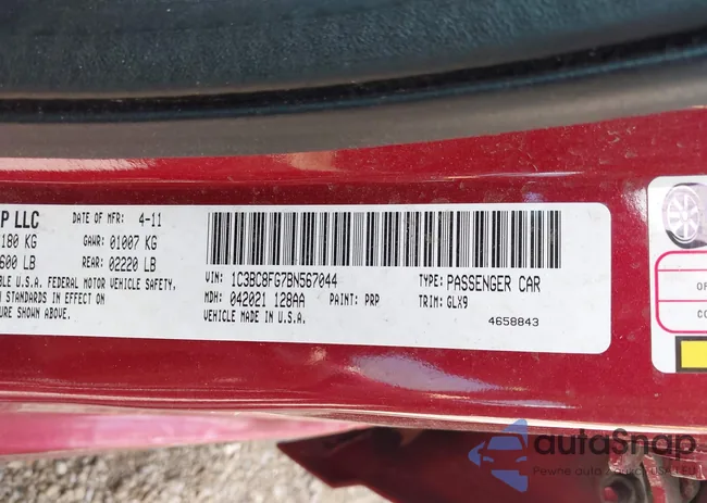 1C3BC8FG7BN567044: 42825080