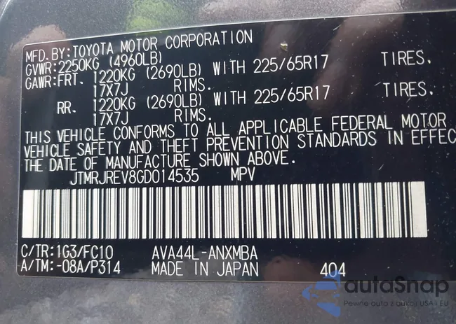 JTMRJREV8GD014535: 42825222