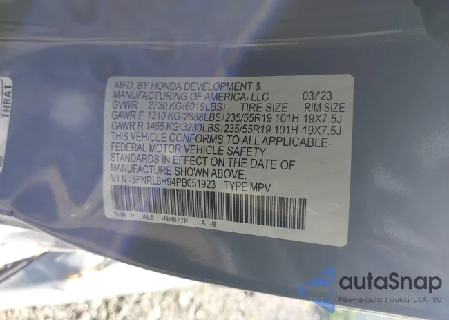 5FNRL6H94PB051923: 42825243