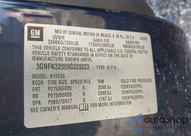 3GNFK32089G229223: 42824520