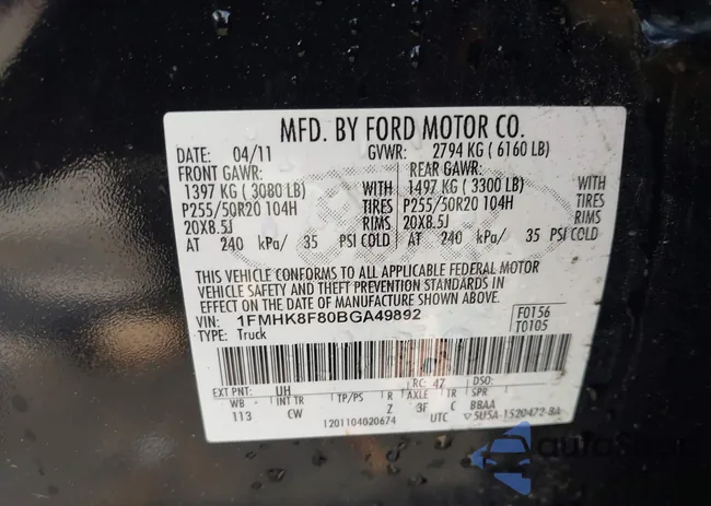 1FMHK8F80BGA49892: 42824623