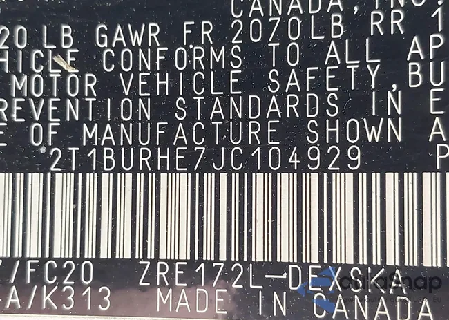 2T1BURHE7JC104929: 42826169
