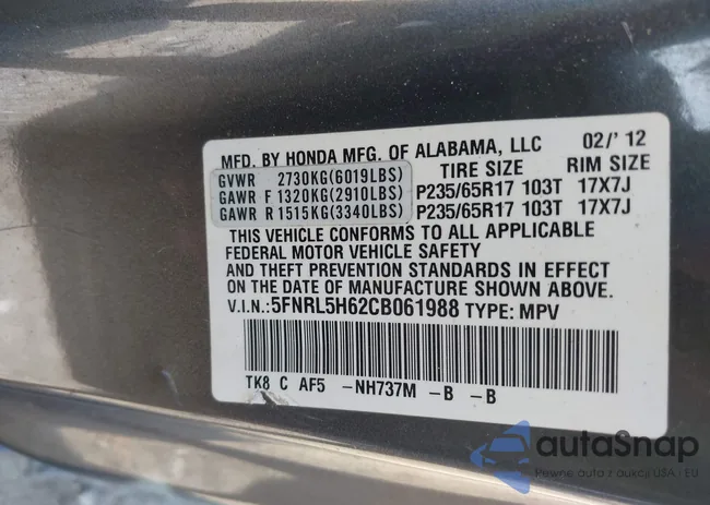 5FNRL5H62CB061988: 42826181