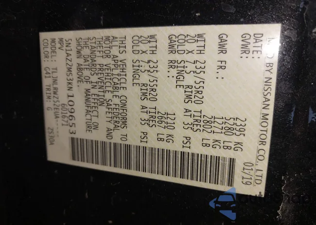 5N1AZ2MS3KN109653: 42826255