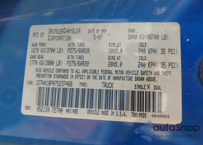 1D7HA18P07S237468: 42826307