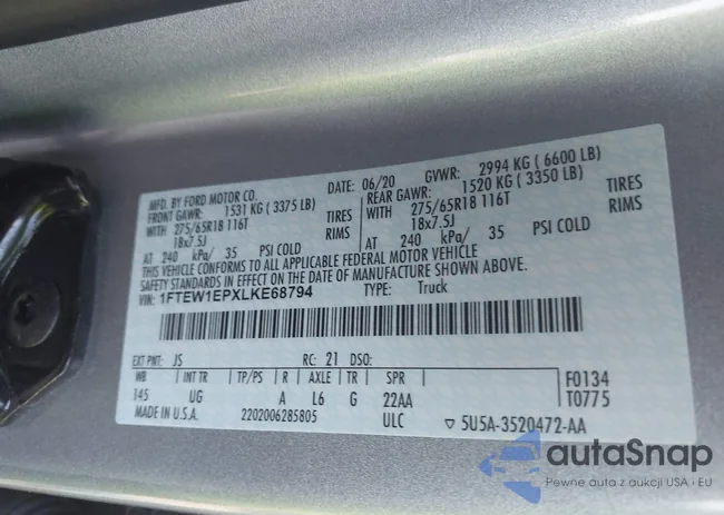 1FTEW1EPXLKE68794: 42826334