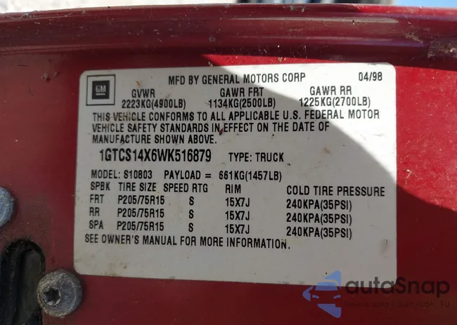 1GTCS14X6WK516879: 42825501