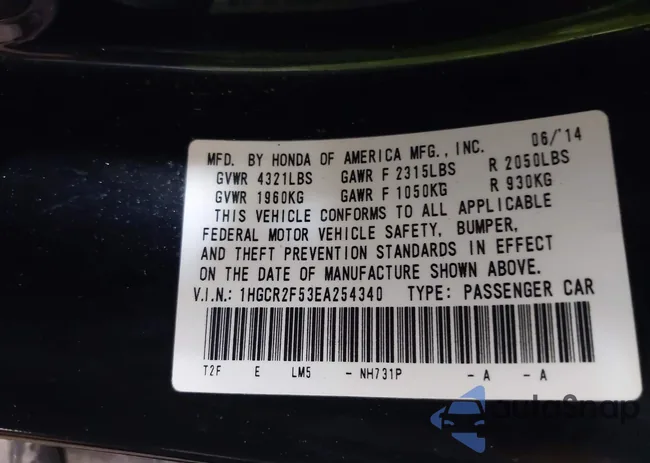 1HGCR2F53EA254340: 42825561