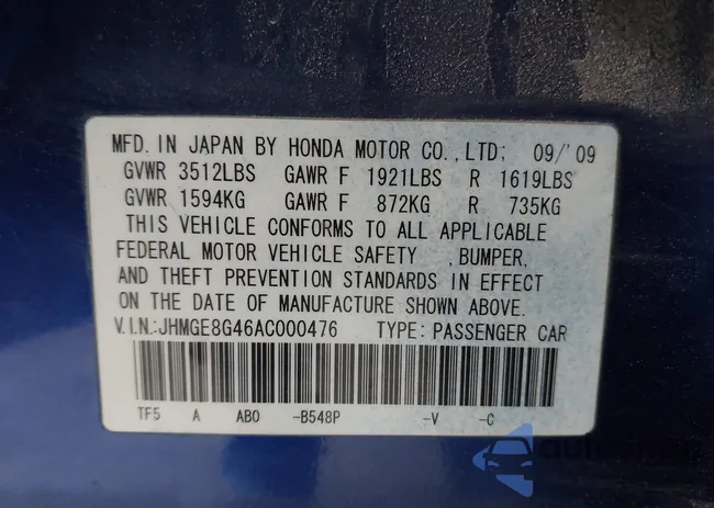 JHMGE8G46AC000476: 42825796