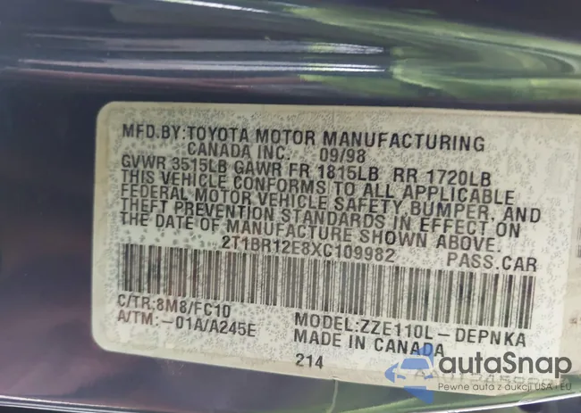 2T1BR12E8XC109982: 42825810