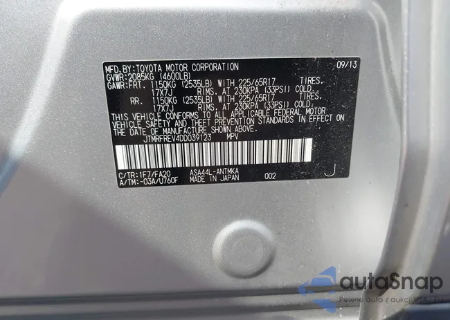 JTMRFREV4DD039123: 42826513