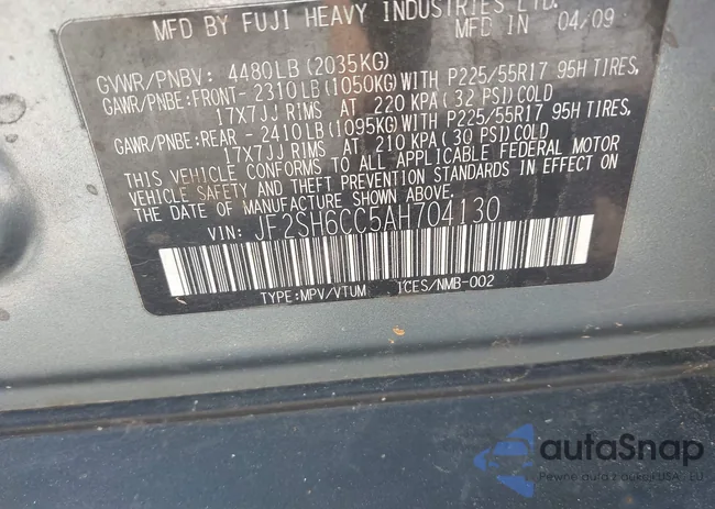 JF2SH6CC5AH704130: 42826604