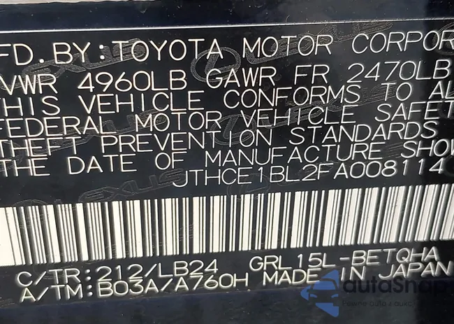 JTHCE1BL2FA008114: 42826617
