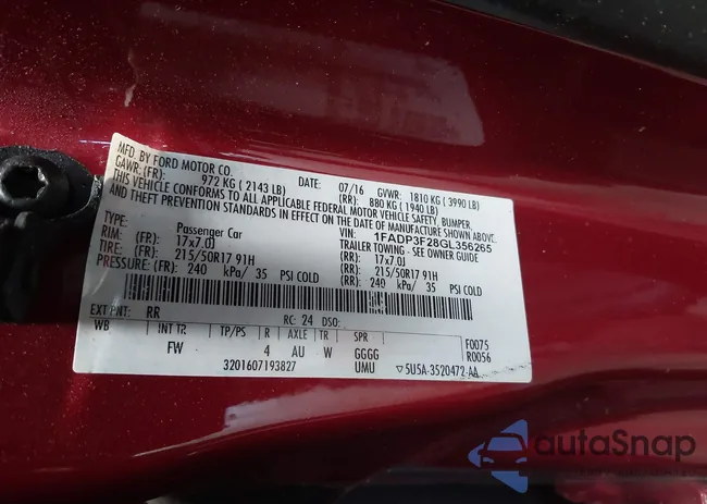 1FADP3F28GL356265: 42826779