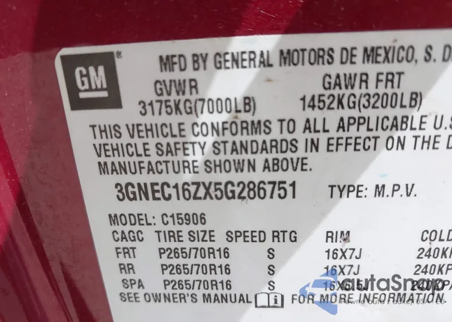 3GNEC16ZX5G286751: 42828051