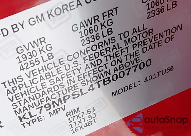 KL79MPSL4TB007700: 42828104