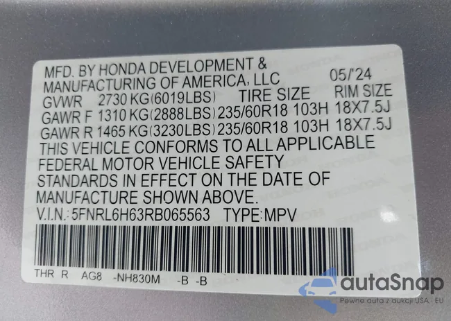 5FNRL6H63RB065563: 42828162