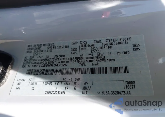 1FTMF1CB8NKD42326: 42828292