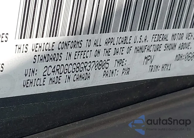 2C4RDGCG8GR370805: 42828344