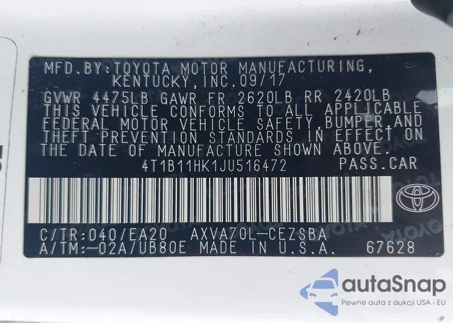 4T1B11HK1JU516472: 42827773