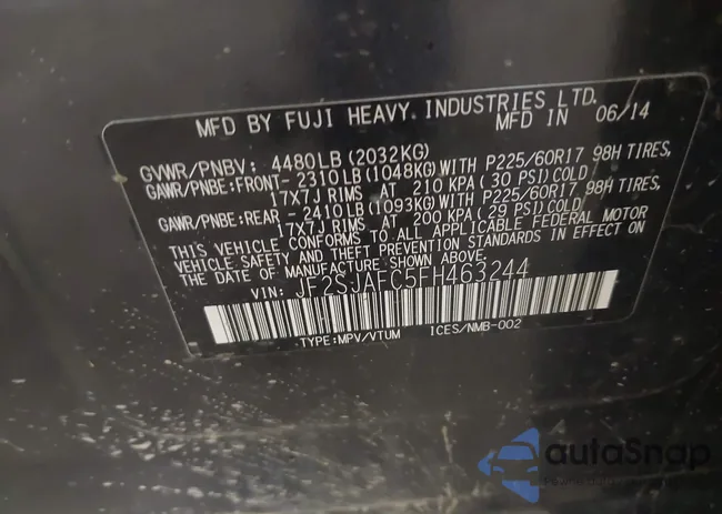 JF2SJAFC5FH463244: 42828883