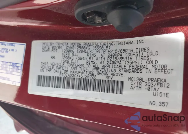 5TDZA23CX4S126228: 42829200