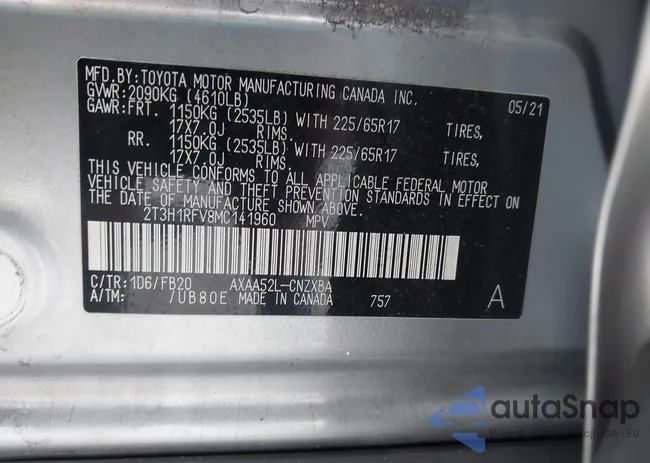 2T3H1RFV8MC141960: 42829462