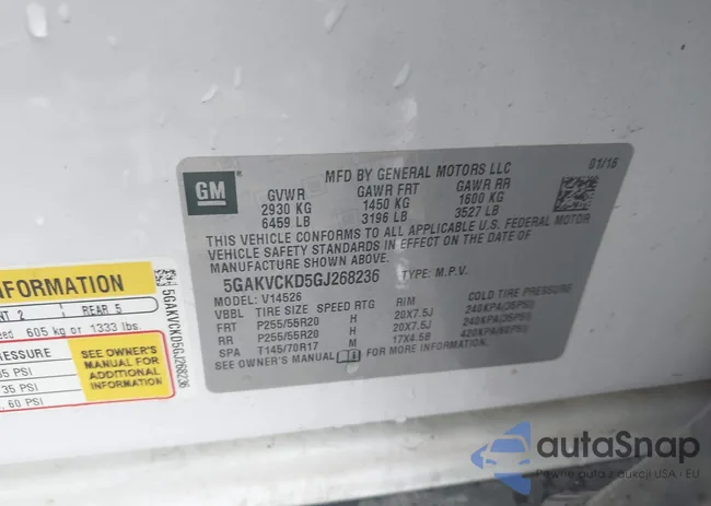 5GAKVCKD5GJ268236: 42828520