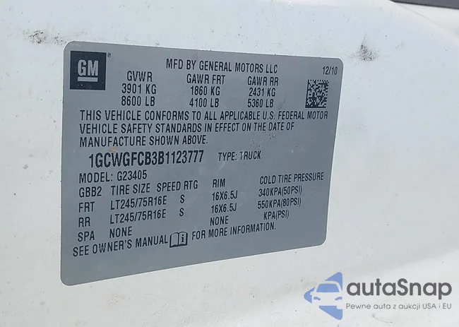 1GCWGFCB3B1123777: 42828587