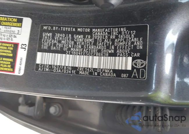 2T1BU4EE5CC786638: 42828733