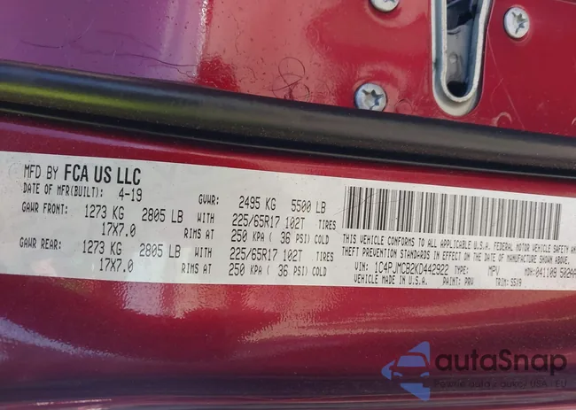 1C4PJMCB2KD442922: 42830004