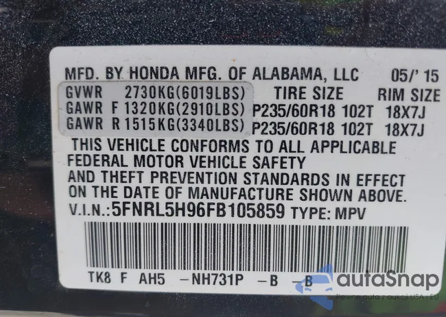 5FNRL5H96FB105859: 42830097