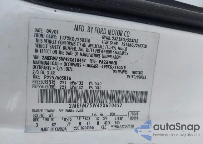 2MEFM75W42X610457: 42830191