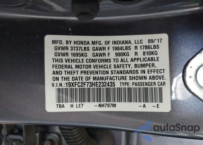 19XFC2F73HE232435: 42830410