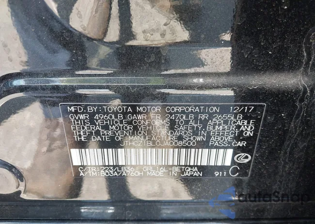 JTHCZ1BL0JA008500: 42829659